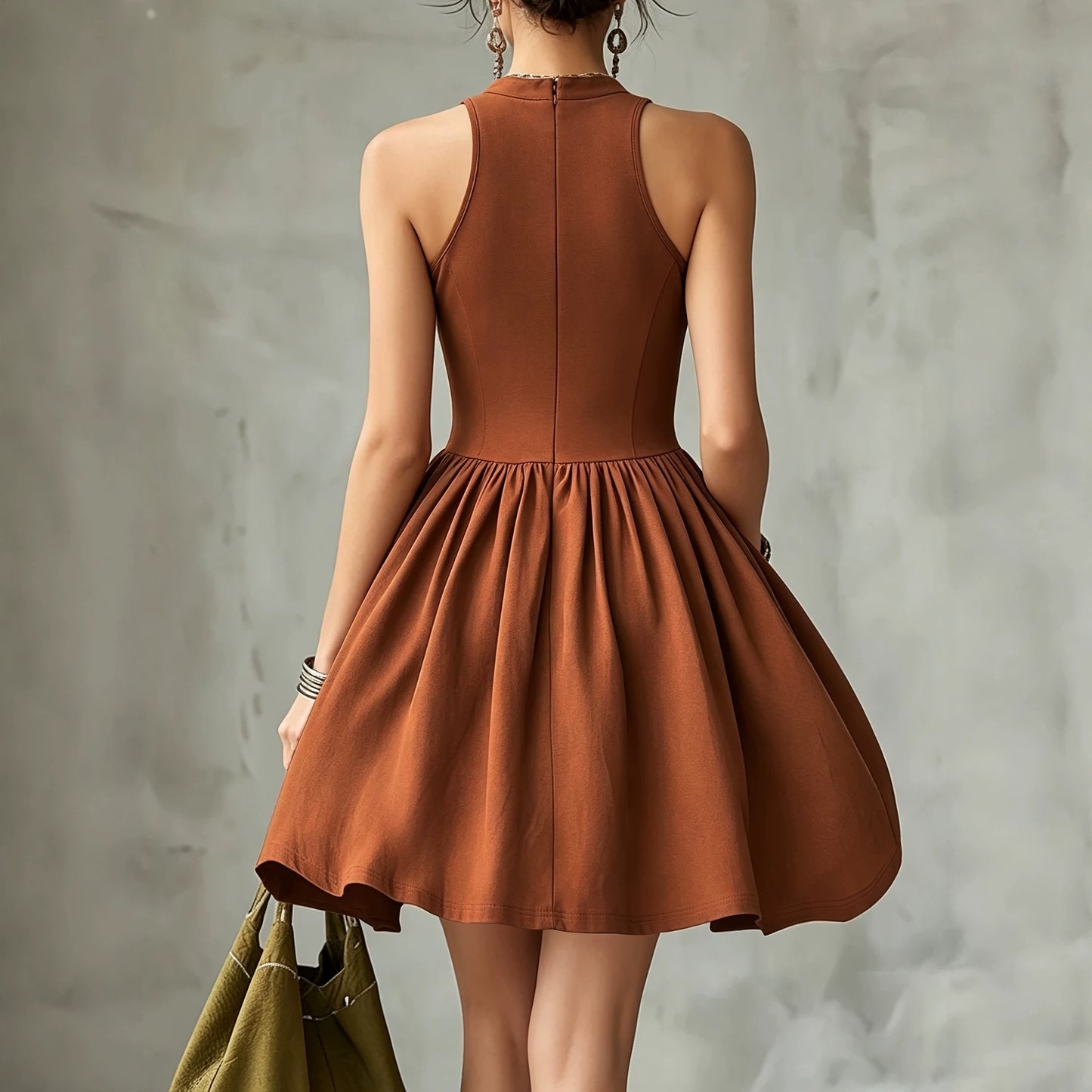 Hanging neck sleeveless dress