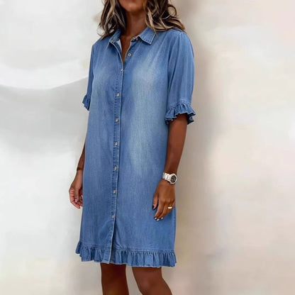 Loose shirt denim skirt