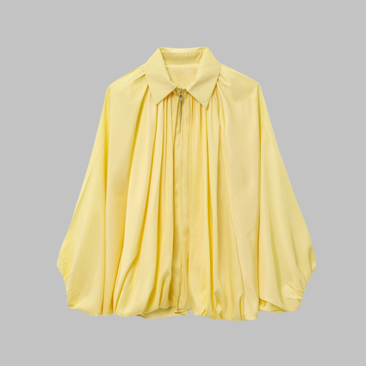 CHARLIZE™ - Vintage Oversized Puffed Batwing Sleeve Bomber Jacket