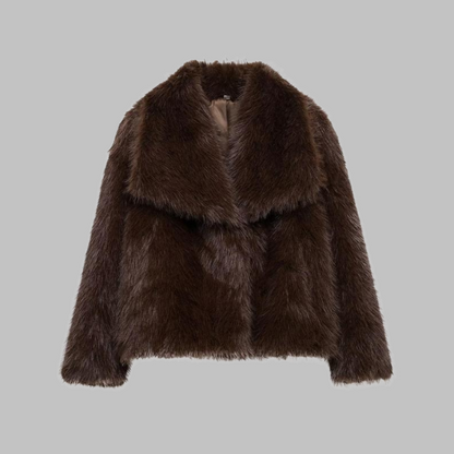 WEENA™ - Classy Long Sleeve Collared Fuzzy Coat