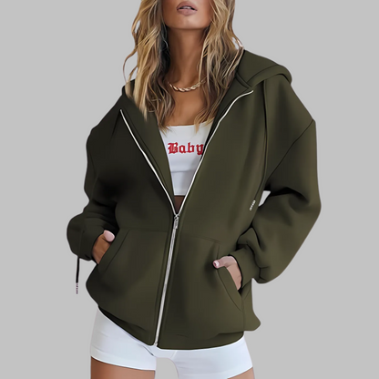 DARA™ - Classic Zip Up Oversized Hooded Jacket