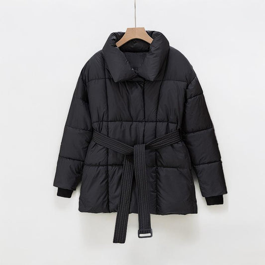 JASMINE™ - Cozy Thermal Stand Collar Waist Tie Zip-Up Coat for Winter