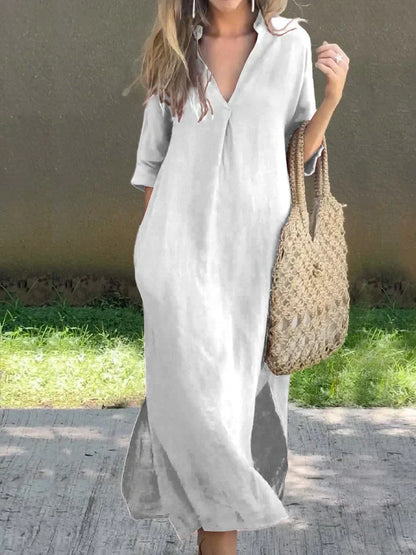 JULIA™ – Classic V-Neck Maxi Dress