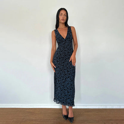 LARA™ - Classy Floral Print V-Neck Sleeveless Maxi Dress