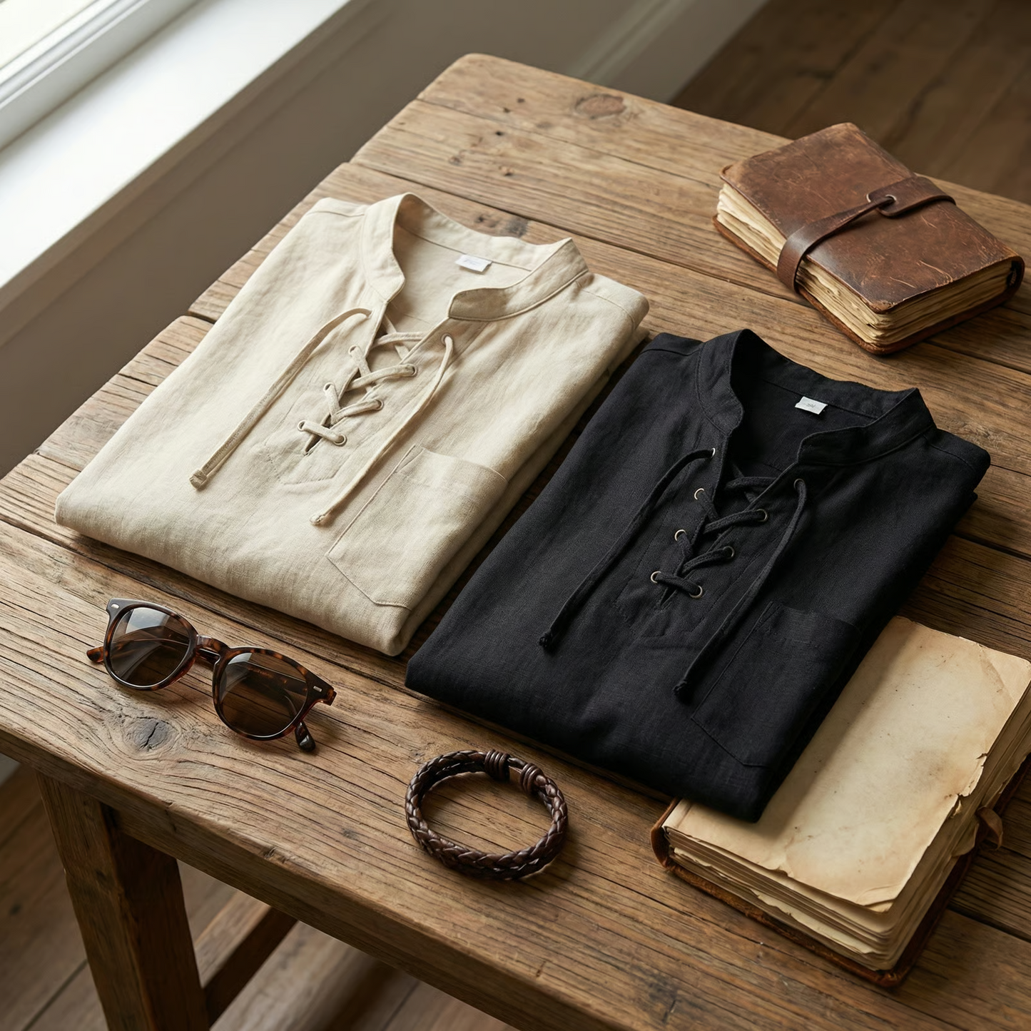 Valissen™ Coastal Drawstring Linen Polo – Relaxed Long Sleeve Summer Shirt