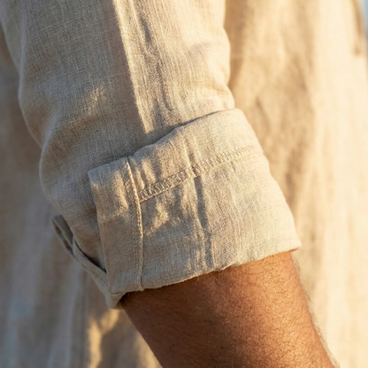 Valissen™ Coastal Drawstring Linen Polo – Relaxed Long Sleeve Summer Shirt